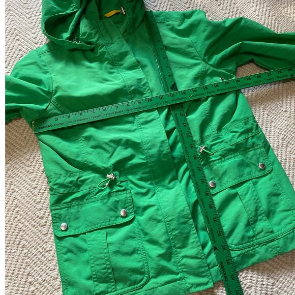 Lands End Women Small Windbreaker Rain Jacket Light Weight Green Hooded - Picture 4 of 7